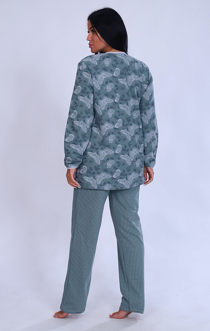 М42 Пижама со штанами (бабочки на зеленом)