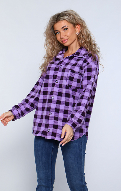 М395 Рубашка оверсайз флис (фиолетовый)